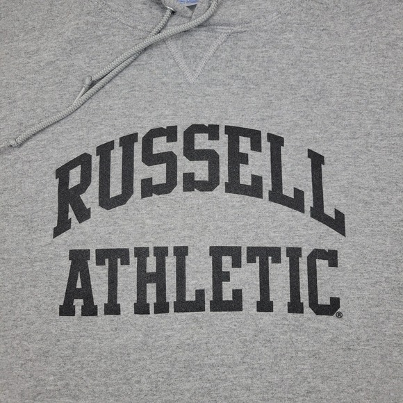 Russell Athletic Pullover Hoodie Gray Mens XL‎ Spellout Poly Cotton Blend - Picture 1 of 8